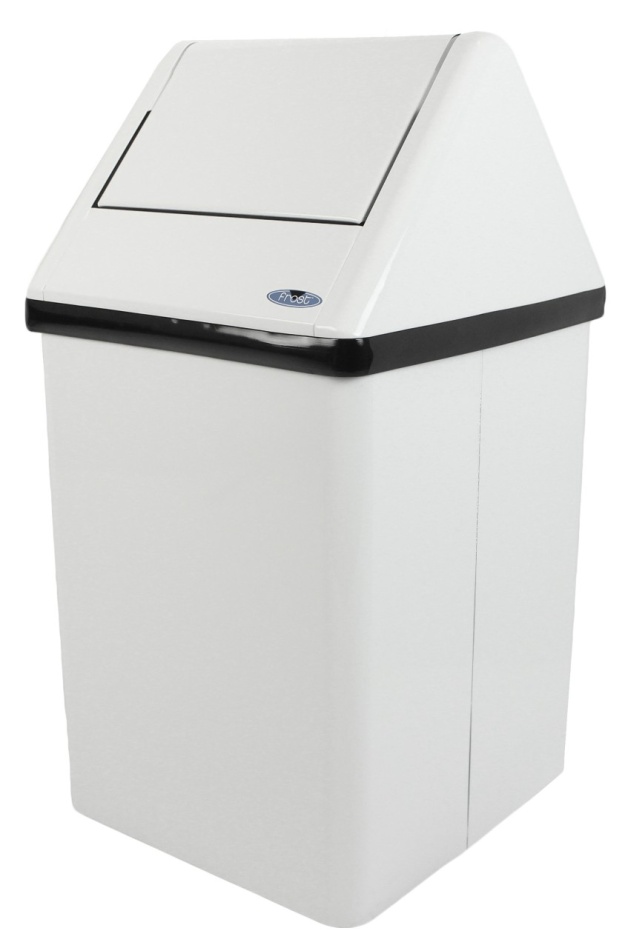 White Metal Free Standing Swing Top Waste Receptacle 41L.